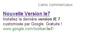 Adwords Google pour IE